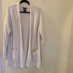 Women's Cream Colored Chenille Sweater Open Front Cardigan w/ Pockets XXL